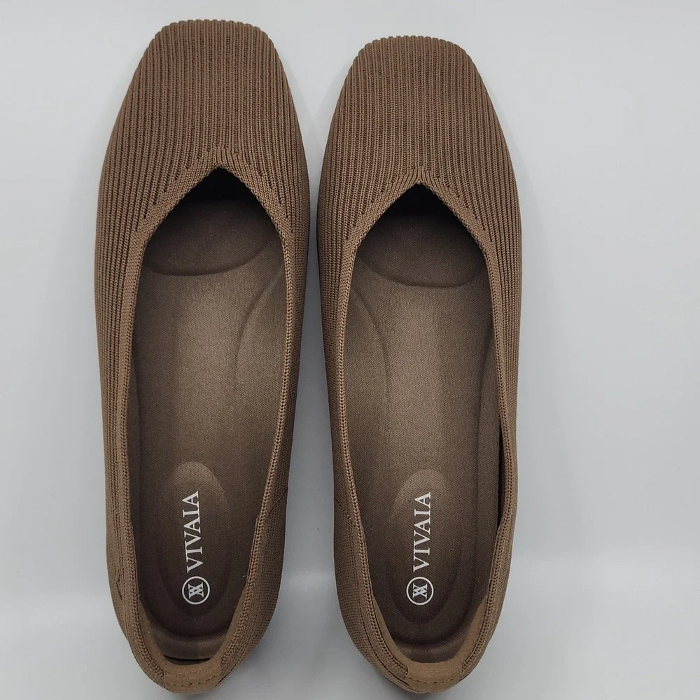 Vivaia Square Toe V- Cut Flats (Margo 2.0), 8.5 W, Espresso, New Without Box - Picture 6 of 7
